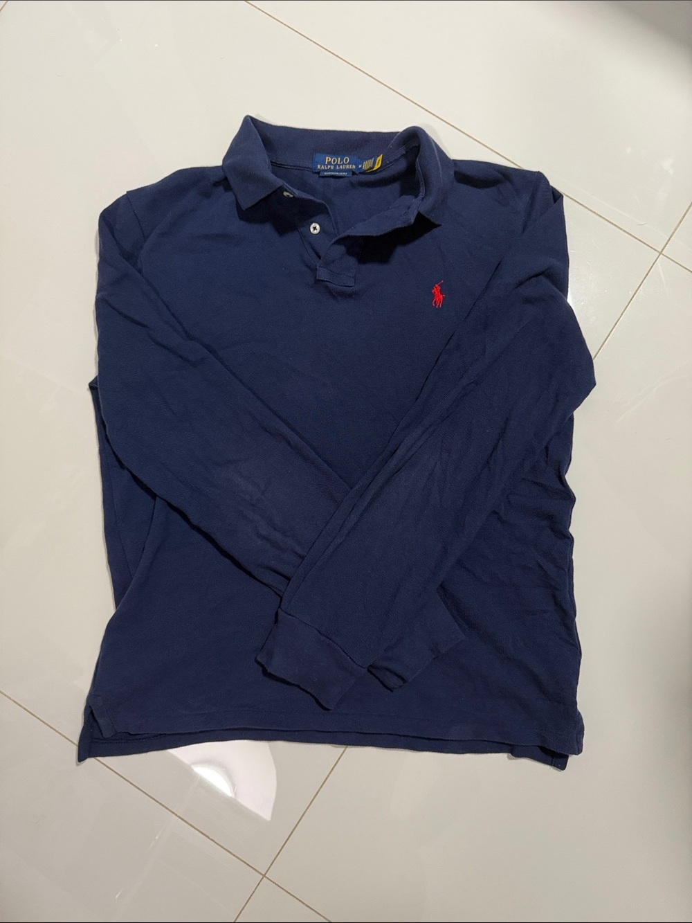 Polo by Ralph Lauren Navy Long-Sleeve Polo with Red Pony